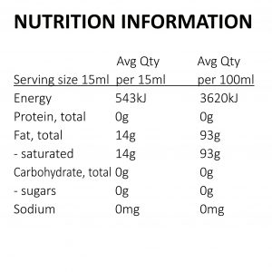 Nutritional Information MCT coconut oil