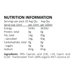 C8 MCT Nutrition Information 300ml
